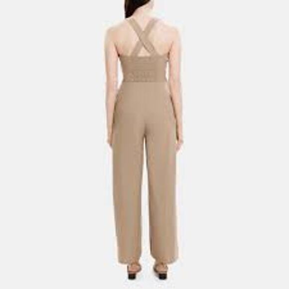 THEORY Tan Sleeveless Crossback Sleek Crunch One-Piece Jumpsuit 00 FALL VIBES - Picture 2 of 10